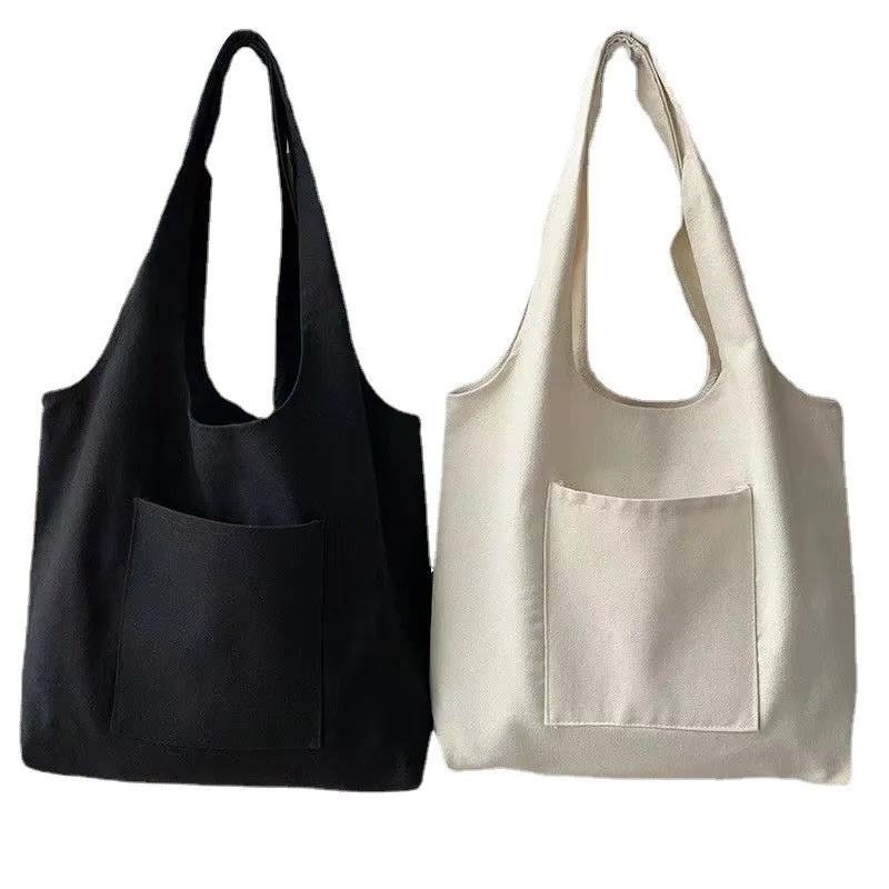 Shopping Bags Solid Color Canvas Tote Bag Shoulder Bags Fashion Casual Garden Eco Friendly Reusable Cute School Tote Bags