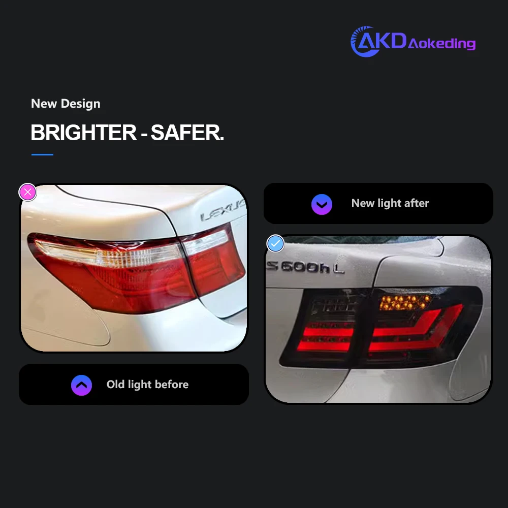 AKD الذيل مصباح لكزس LS LS460 LED الضوء الخلفي 2006-2009 LS600 LS400 LS430 الخلفية الضباب الفرامل بدوره إشارة اكسسوارات السيارات