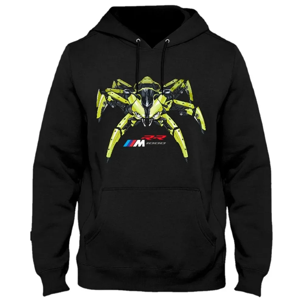 Classic German Motorcycle M 1000 RR Spider Inspired Pullover Hoodie New 100% Cotton Casual Mens Sweatshirt Fashion Streetwear