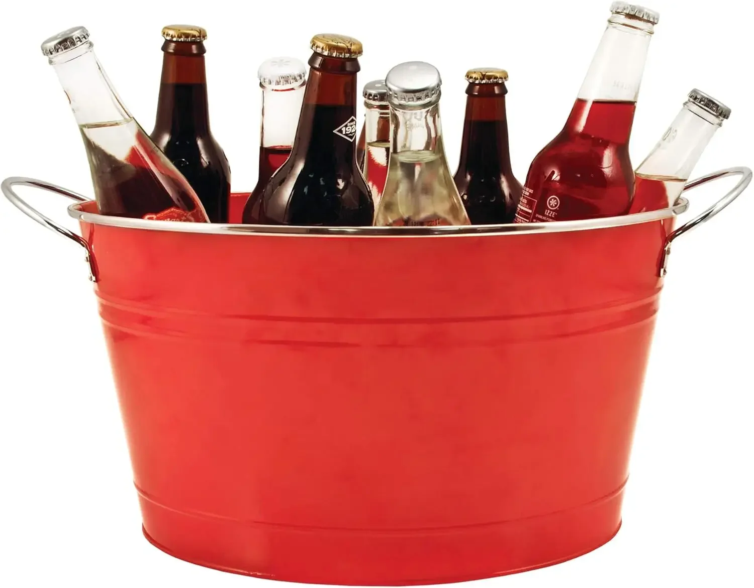 

Big Red Ice Bucket - Galvanized Metal Drink Beverage Tub for Home Parties, Country Home Wine And Beer Chiller, Holds 4.5 Gallons