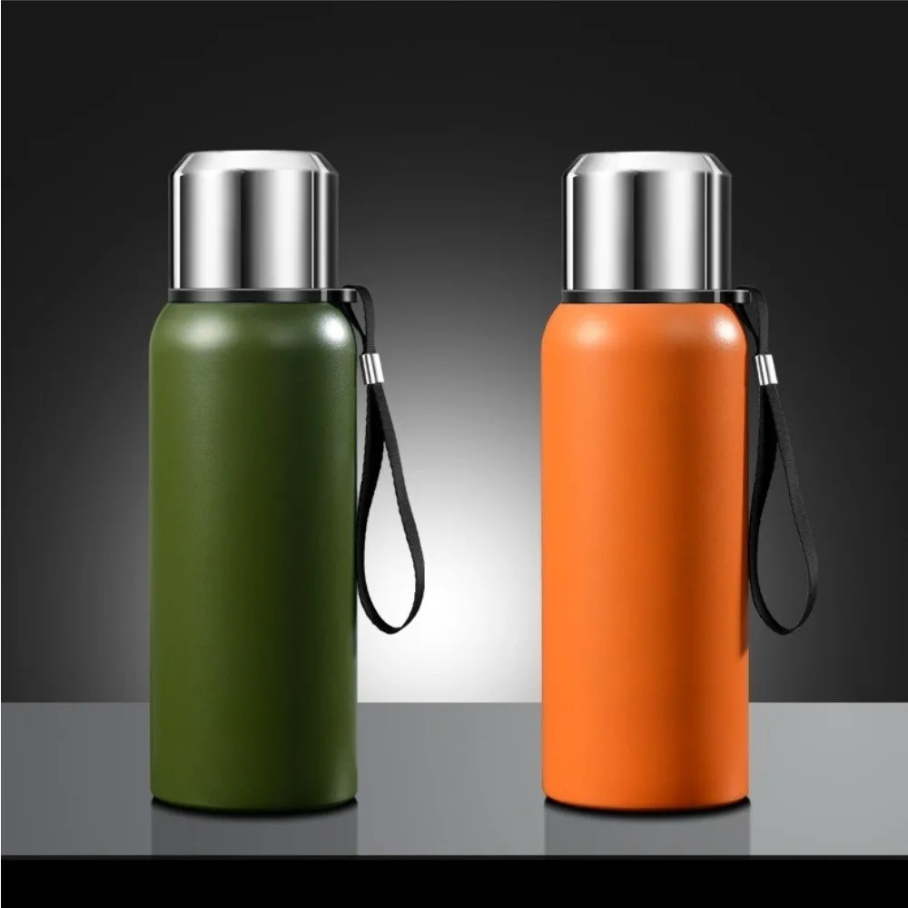 600‑1200ml 316 Stainless Steel Thermos Bottle Tea Separation Water Bottle Portable Lanyard Outdoor Vacuum Insulated Cold Hot Cup