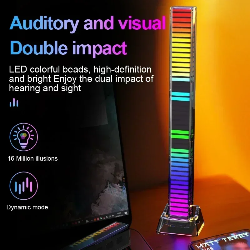 RGB لاقط الصوت مصباح LED الموسيقى إيقاع ضوء متعدد الألوان الموسيقى مزامنة أضواء الغلاف الجوي للحزب Esports غرفة السيارات الديكور