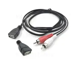 1.5M USB 2.0 A Female Socket To 2 RCA Male Plug connector Audio Video Extension Cable Adapter J17