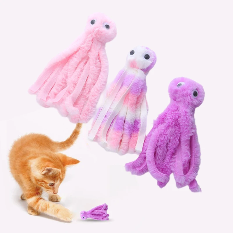 Cute Octopus Plush Toy Hanging Simulation Cat Stick Bite Resistant Rope  Retractable Cat Toy Self-Enjoyment Kitty Pet Supplies