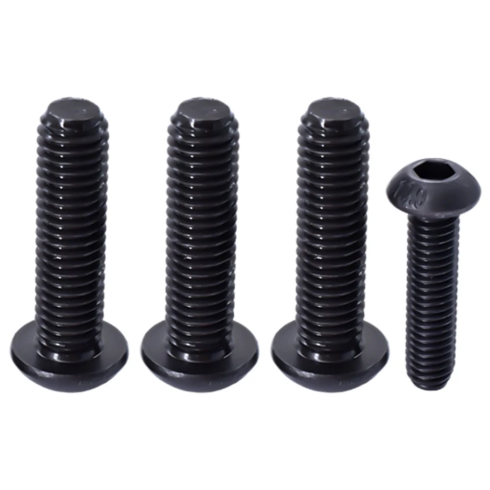 5-150pcs ISO7380  Black Grade10.9 Round Head Hex Socket Screws M2 M2.5 M3 M4 M5 M6 M8 Button Mushroom Head Allen Bolt Screw