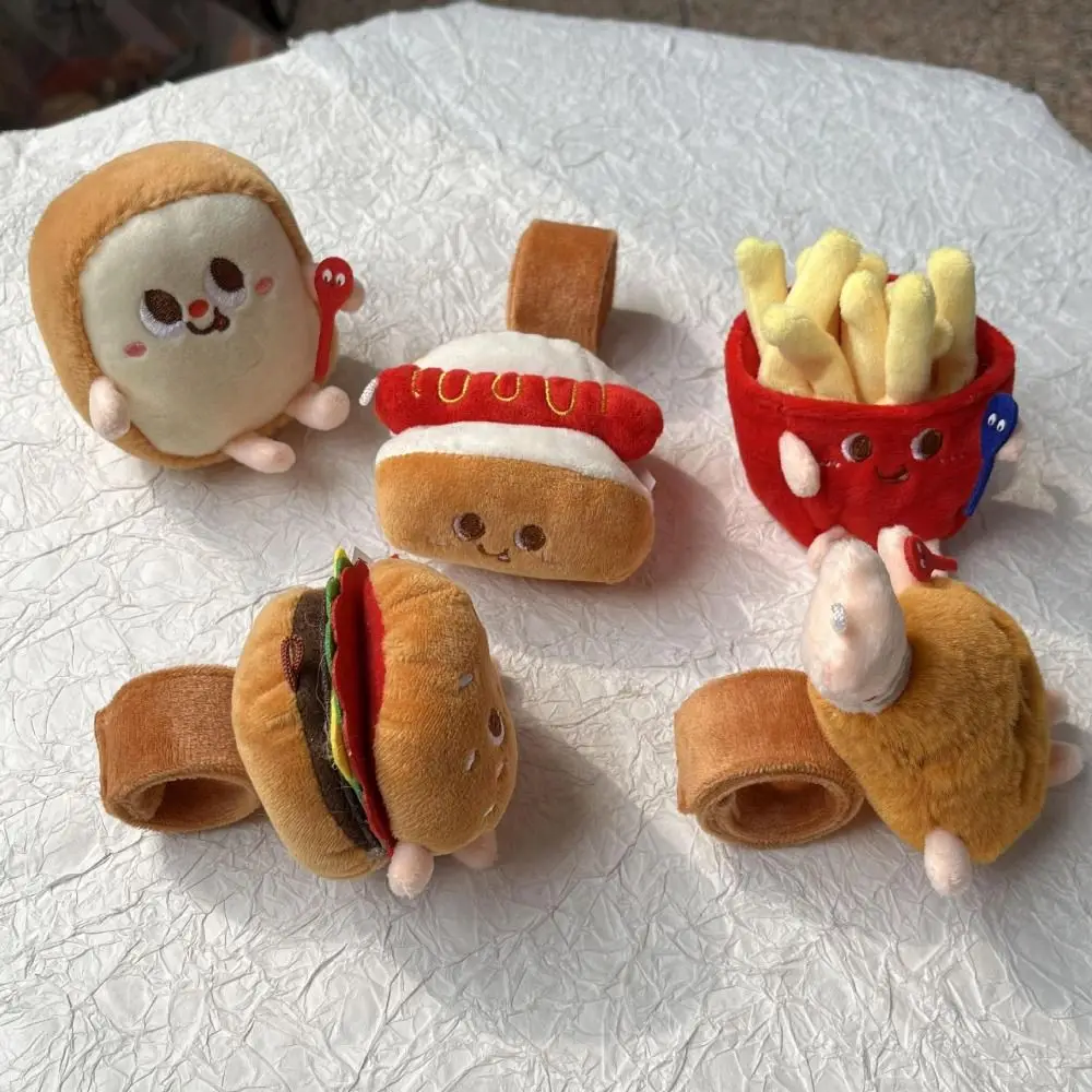 Cartoon Burger Clap Circle Toys Slap Snap Wrap Wristband Bracelet French  Chips Plush Doll Hand Ring Fun Pop Circles Kids Gifts