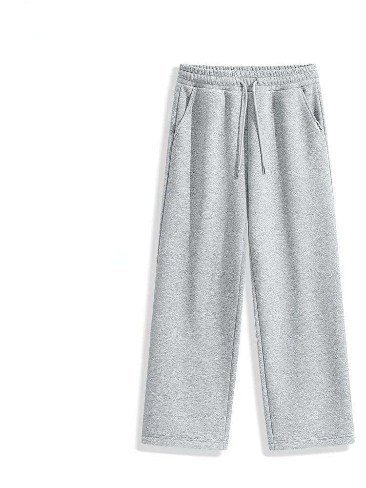  Men's Casual Straight Leg Pants Spring 2026 New Heavyweight Sweatpants Durable Straight Tube Trousers Grey Linen