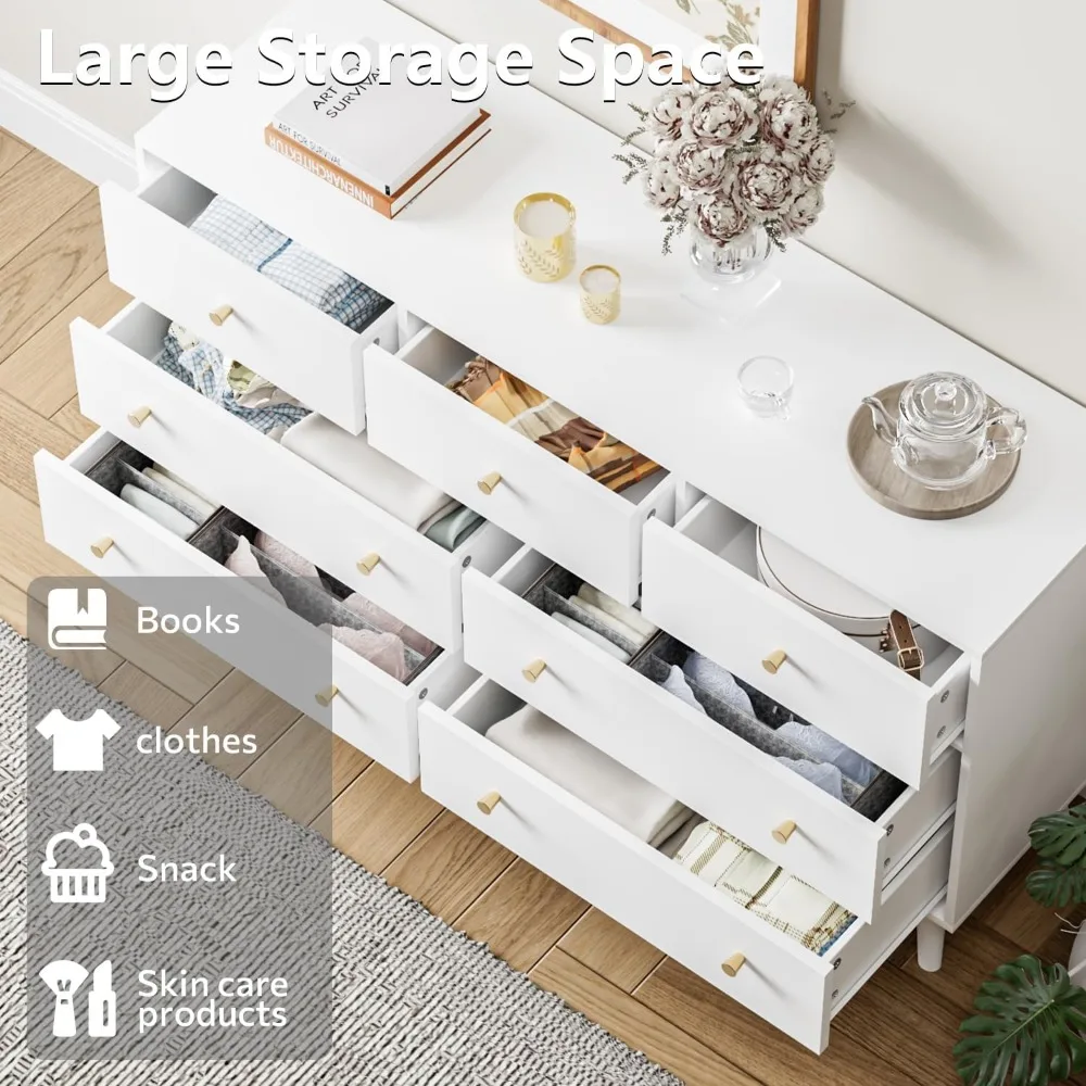 2 PCS Dresser Set for Bedroom Set - Include One Modern with 7 Drawers,One Kids  with 4 Drawers, White Dressers