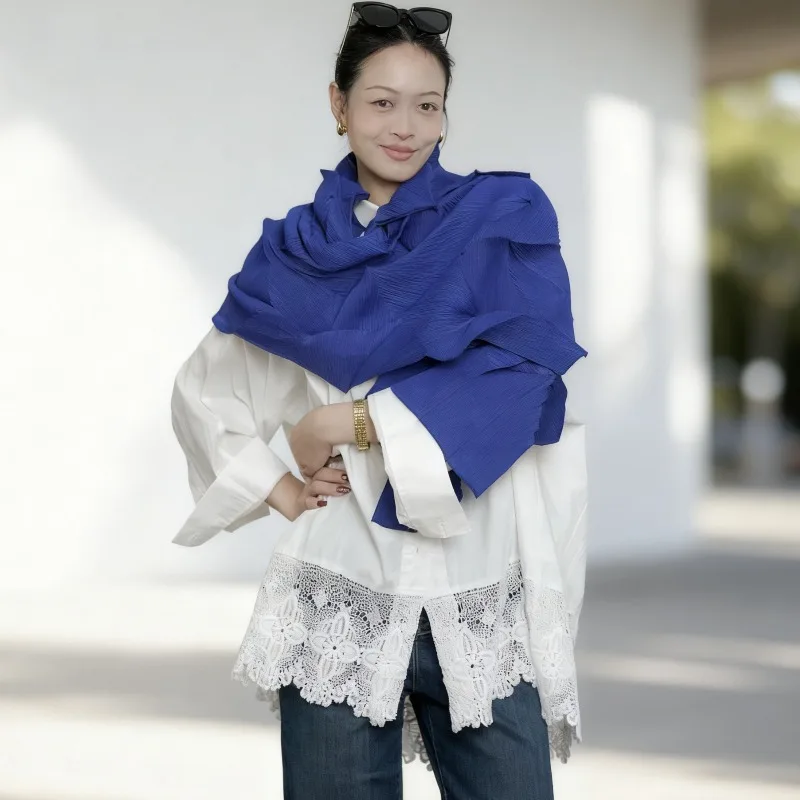  Irregular Women Scarf Fashion Trend Women's Pleat Hundred Multifunctional Warm Sun Shawl Four Seasons Universal Stretchy