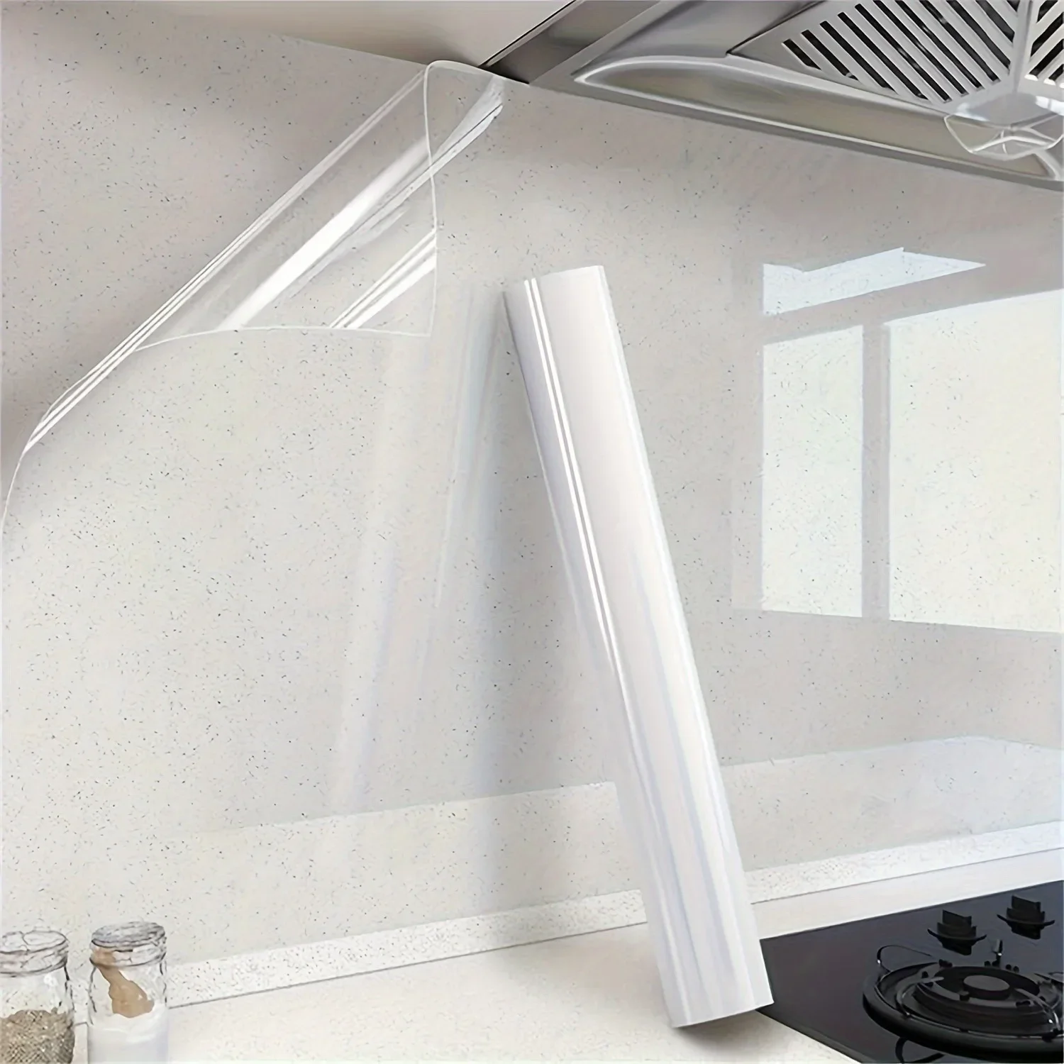 1 2/3/5m Roll self-adhesive Transparent Electrostatic Film, Suitable for Desktops, Kitchen Countertops, Cabinets, and Walls