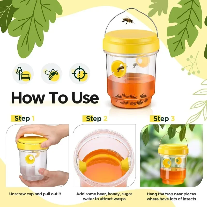 1/3 قطعة فخ دبور كبير مقاوم للماء فخ الدبابير المعلقة للداخلية في الهواء الطلق قابلة لإعادة الاستخدام حديقة الفاكهة جهاز صيد الذباب أدوات مكافحة الآفات