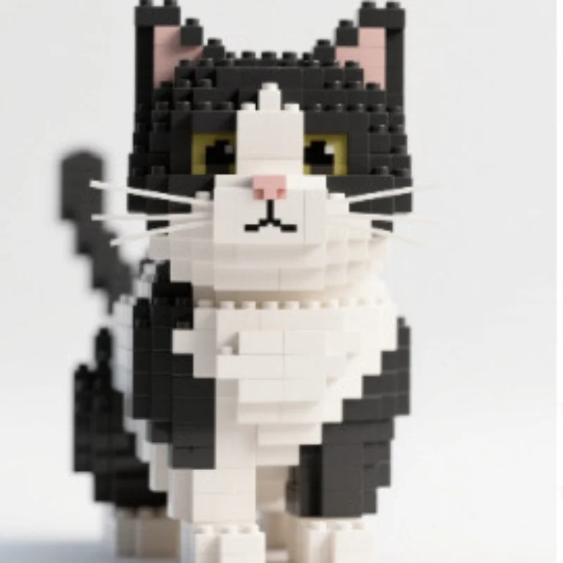 Unisex Colorful Cat Themed Building Blocks 100-300pcs DIY Assembly Model Toy Kit for Kids Educational Fun Assembly