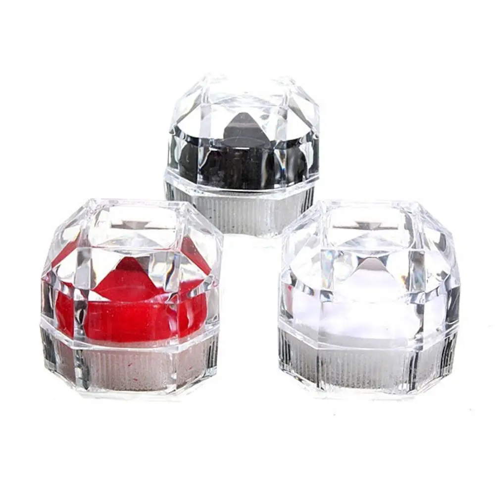 Nice Beautiful Ring Box Clear Crystal Jewelry Box Organizer Earrings Brooch Storage Display Case