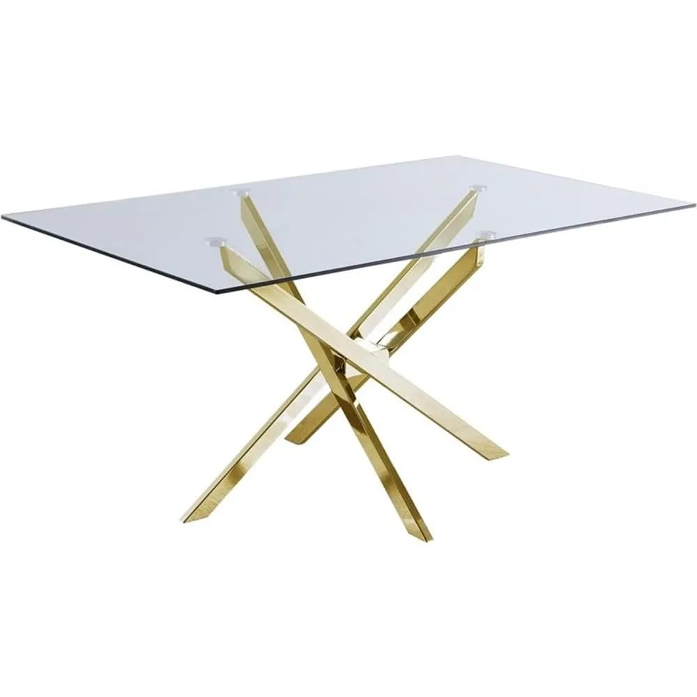 Xander Collection Modern | Contemporary Tempered Glass Top Dining Table with Durable Metal Base, 60