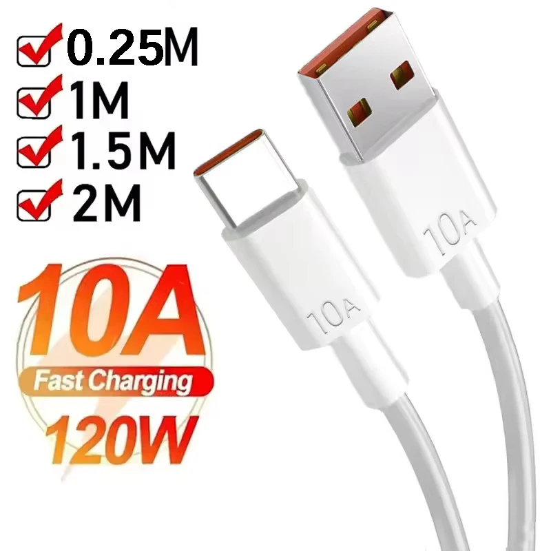 

120 Вт 10 А USB C сверхбыстрый зарядный кабель для Android Huawei Honor Xiaomi Redmi 0,25/1/1,5/2 м шнур для быстрой зарядки и синхронизации данных