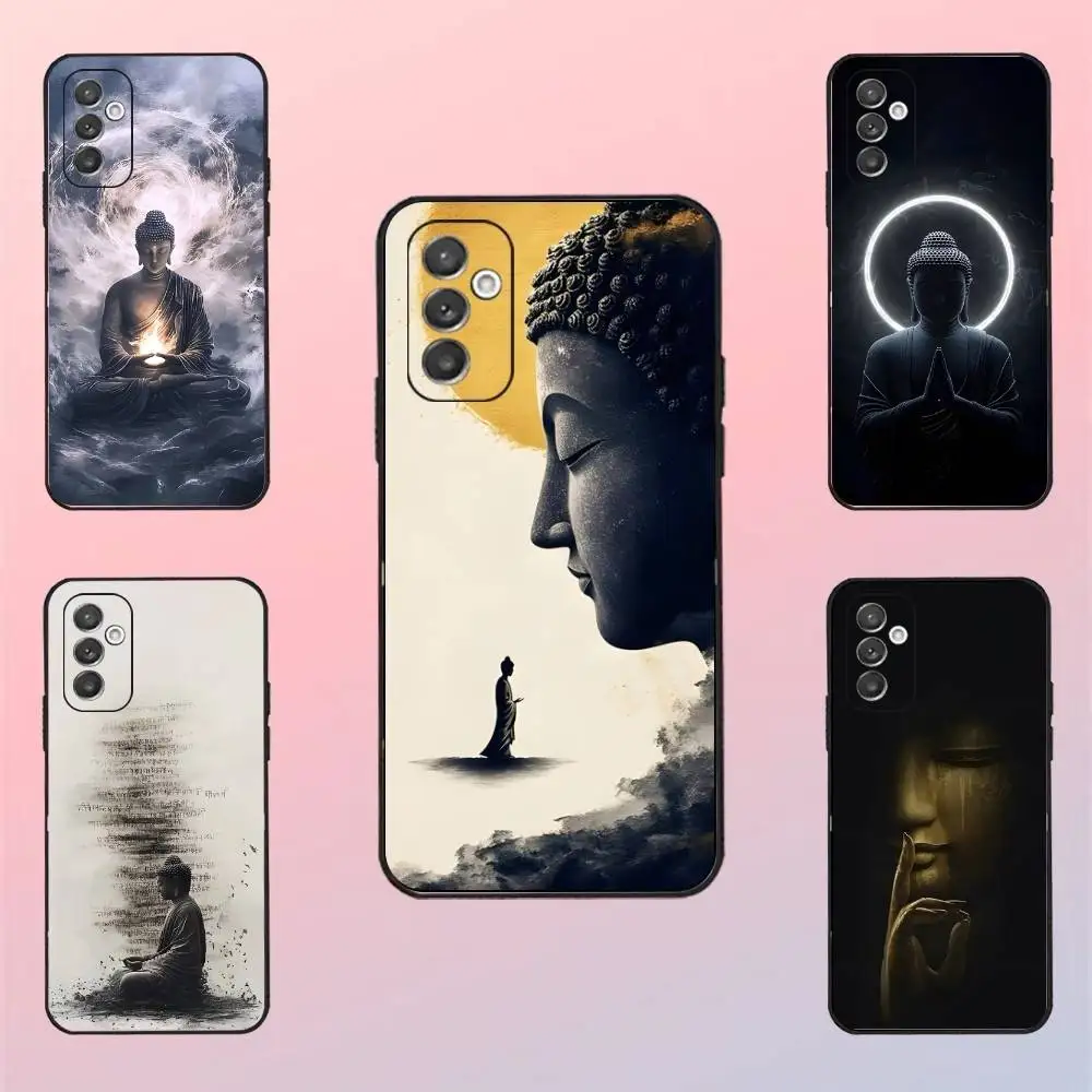 

Buddha Art Pattern Phone Case For Samsung S 25,24,23,22,30,21,10,9,Ultra,Plus,Lite,FE,4,5 G Black Soft Case