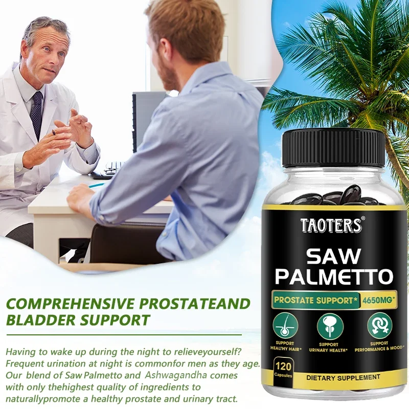 DHT Blocker Saw Palmetto suplemento para hombres y mujeres, ayuda a restaurar la pérdida de cabello, el equilibrio bacterial, la salud urinaria y de la próstata