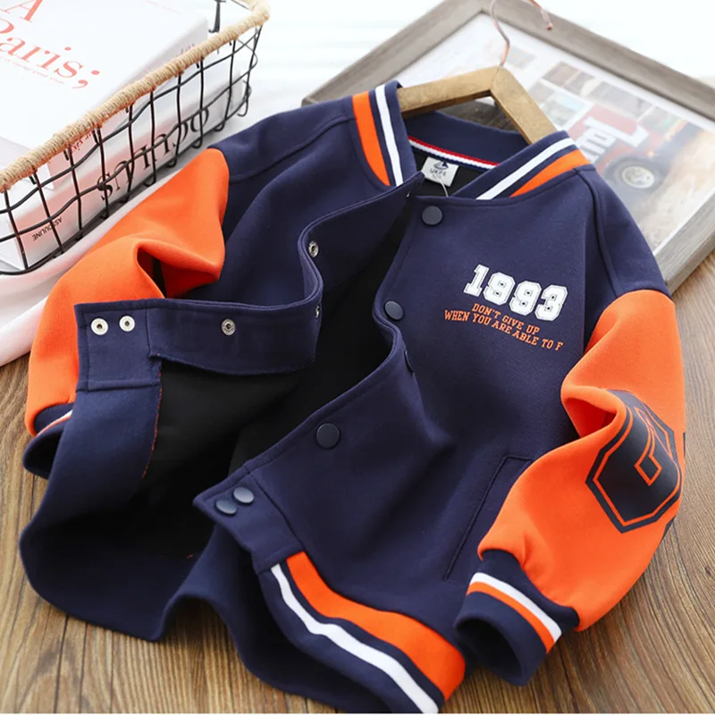 Children\'s clothing Boy Bomber Jacket Spring And Autumn Cool Boy Coat Kids Letter Print Outerwear Children\'s Sports Jackets