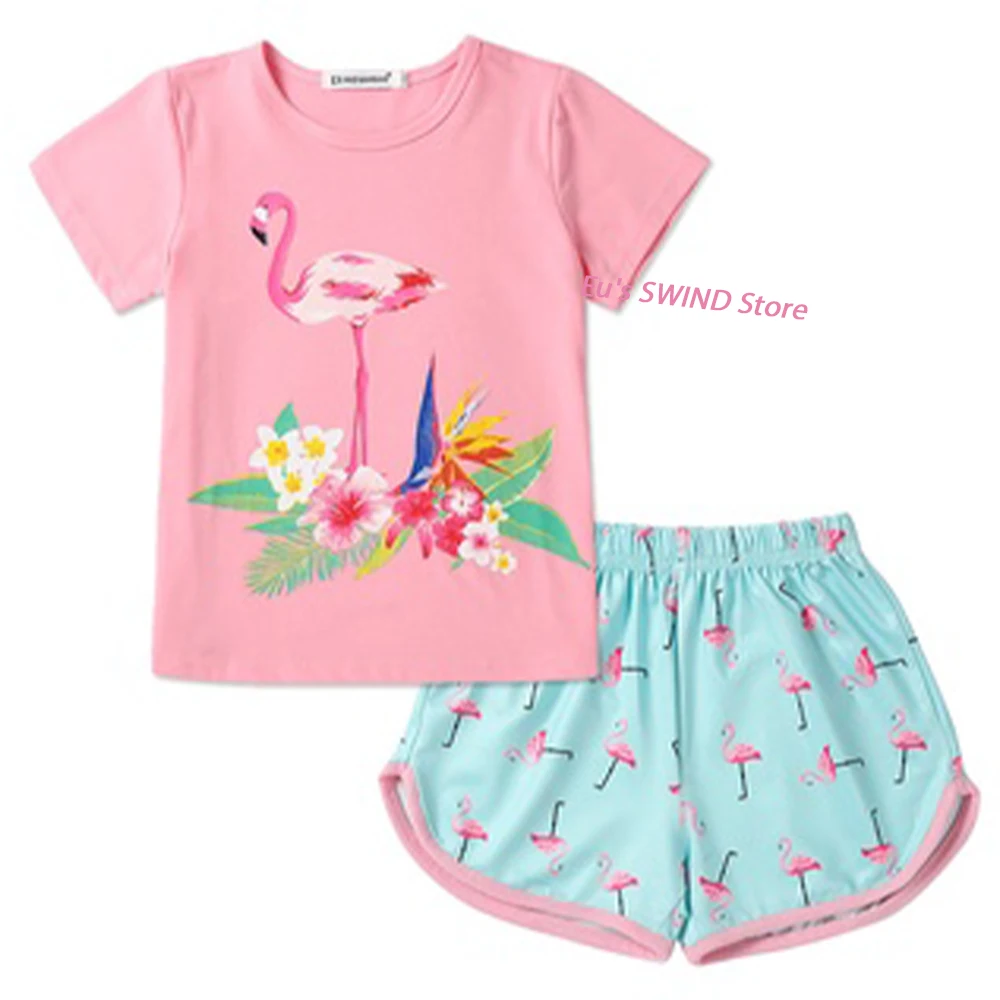 

Girls Cartoon Short Sleeve Pajamas Suit Summer Casual Shorts for 3-8years Toddler Girls Comfortable and Soft Clothes 2Pcs Sets