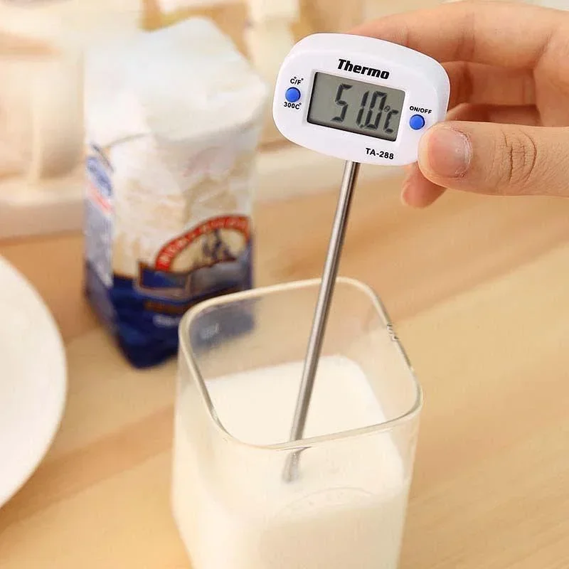 1 Pc Portable Home Kitchen Electronic Thermometer Stainless Steel Insert Food Liquid Water Oil Food Thermometer