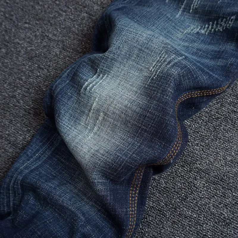 กางเกงยีนส์ผู้ชายสไตล์ Y2K ดีไซน์เนอร์ แฟชั่นย้อนยุค สีน้ำเงิน ยืดได้ ทรงสลิมฟิต ขาดๆ เซอร์ๆ คุณภาพสูง สไตล์อิตาเลียน วินเทจ