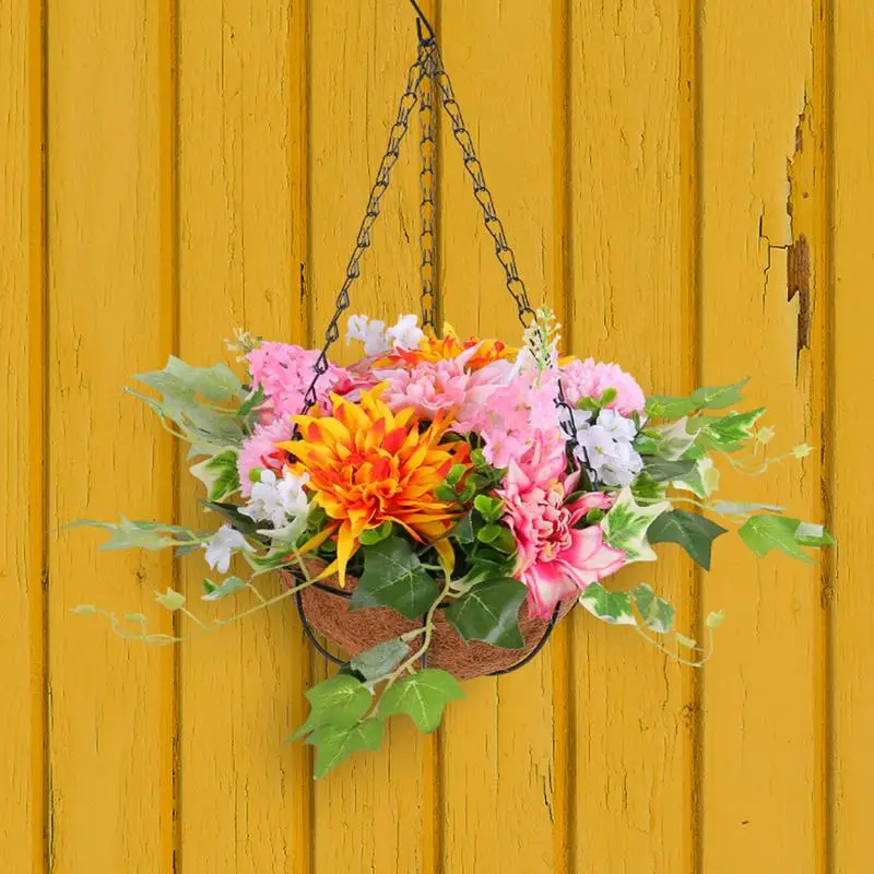 

Artificial Hangable Flower Baskets Colorful Spring Party Supplies, Decorative Waterproof Wall Door Decor For Bedroom, Study Room