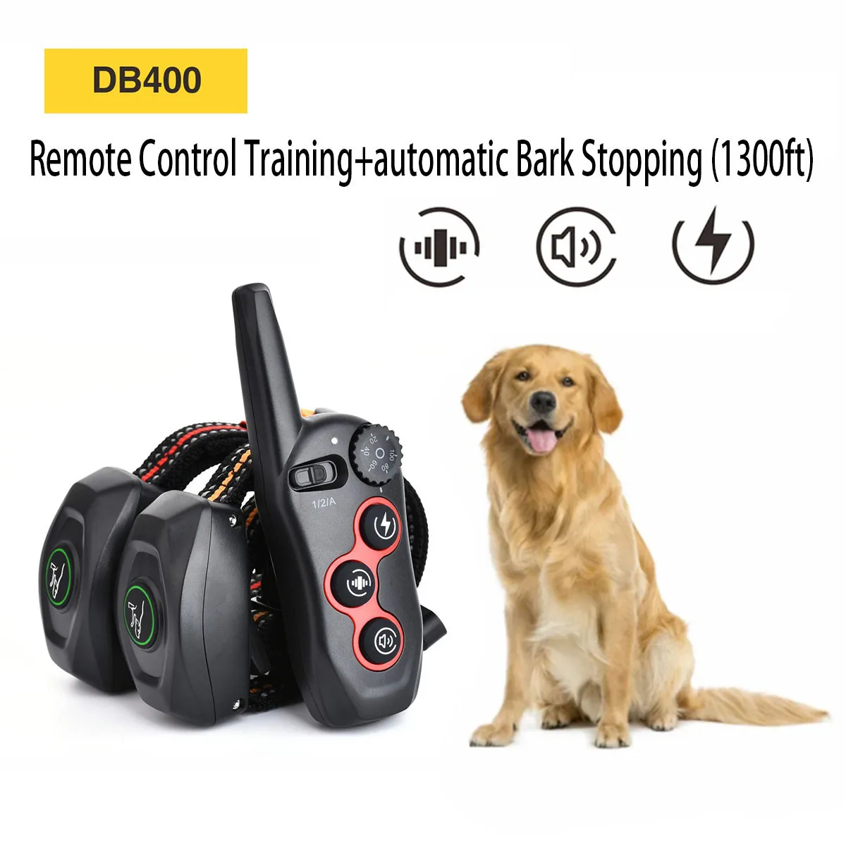 

1300ft Dog Training Collar with Remote for 10-120lbs Small Medium Large Dogs, IPX7 Waterproof E Collar Dog Anti Barking Training