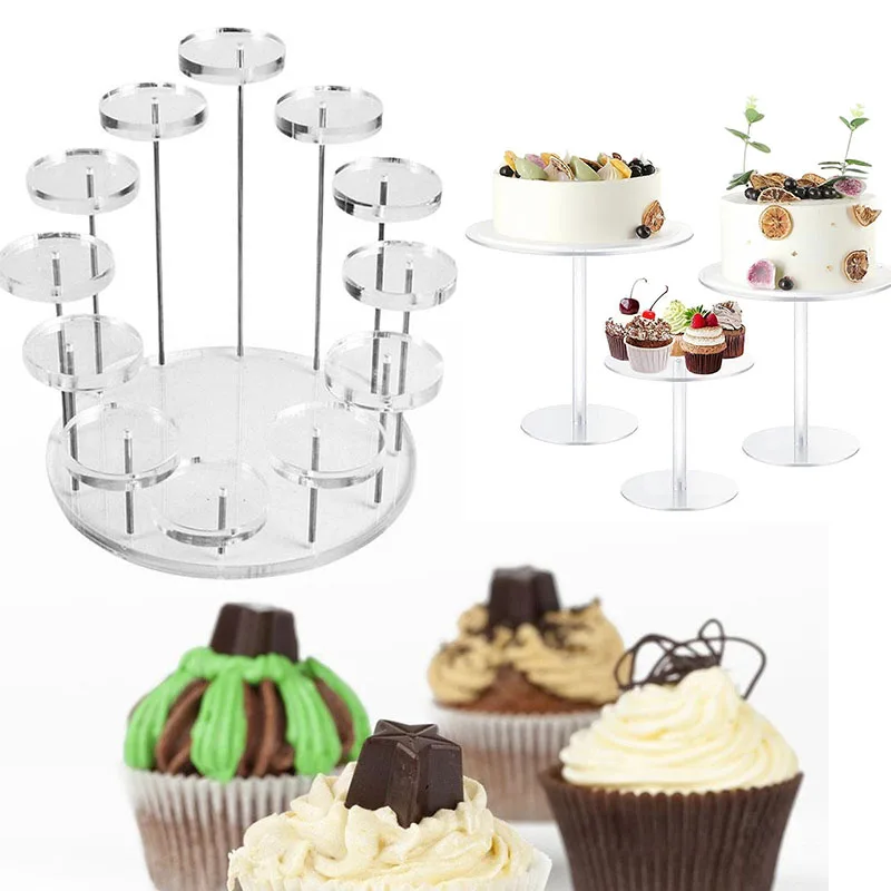 

Acrylic Cupcake and Cake Stand Tier Clear Display for Desserts Sturdy Multi Level Stands for Parties Weddings and Celebrations