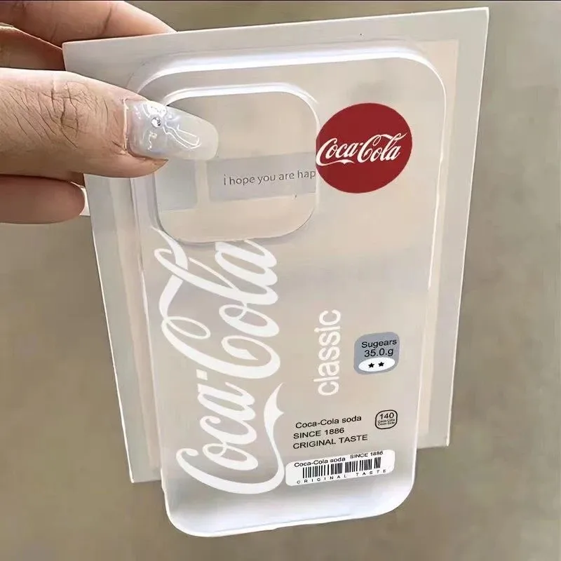 Funda para Teléfono Coca-Cola con Acabado Mate Transparente Esmerilado Antigolpes para iPhone 17 16 15 14 Plus 13Air Plus Pro X XR Max con Letras
