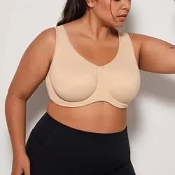 Yoga Sports Bra Women Max Control High Support Plus Size Underwire Gym Fitness Tops Activewear Beathable Yoga Curve Underwear