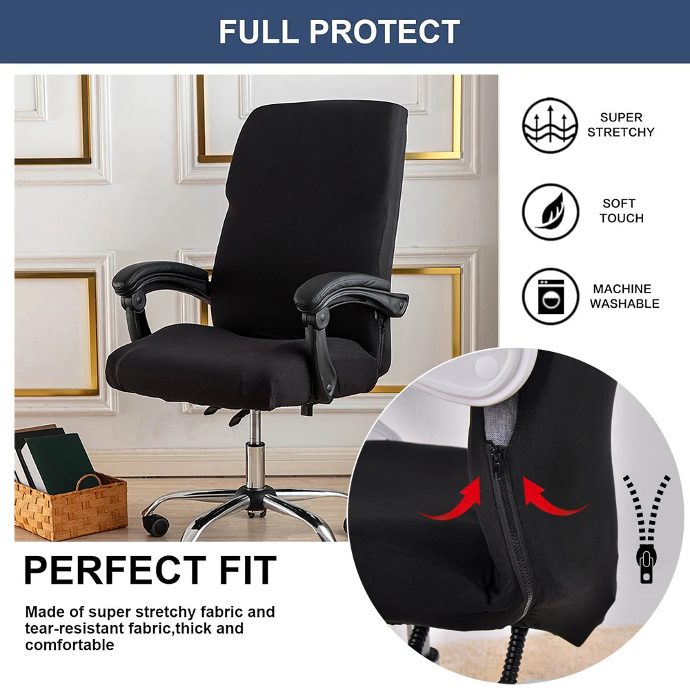 Solid Color Office Chair Cover Elastic Printed Rotating Armrest Lifting Computer Seat Covers Anti-dirty Decor Chair Protectors