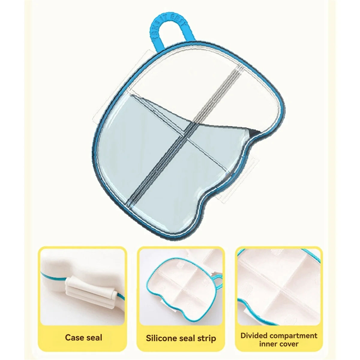 HHTL 2pcs Round Portable Plastic Medicine Box Cute Cartoon Sealed Moisture-Proof Multi-Compartment Storage