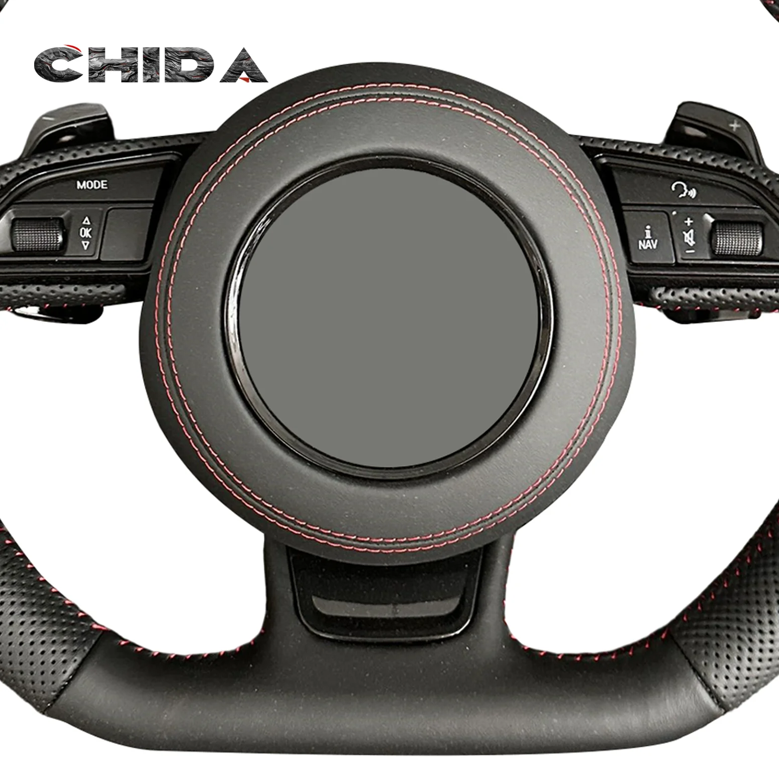 عجلة قيادة جلدية كاملة مخيطة يدويًا لـ A6 A6L A4 A4L Q5 A3 Q3 Q7 B7 A8 R8 TT RS3 RS4 RS5 S3 S4 S5