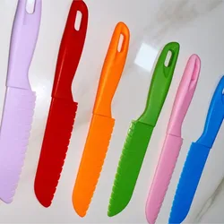 2pcs/set Plastic Fruit Knife Sawtooth Cutter Safe Kitchen Knife Kids Chef For Cooking Paring Knives Children's knife for cutting