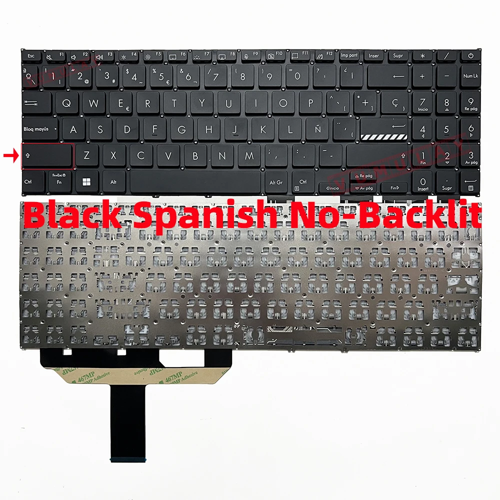 スペイン語のバックライトキーボード,asus vivobook x1605 x1605ea