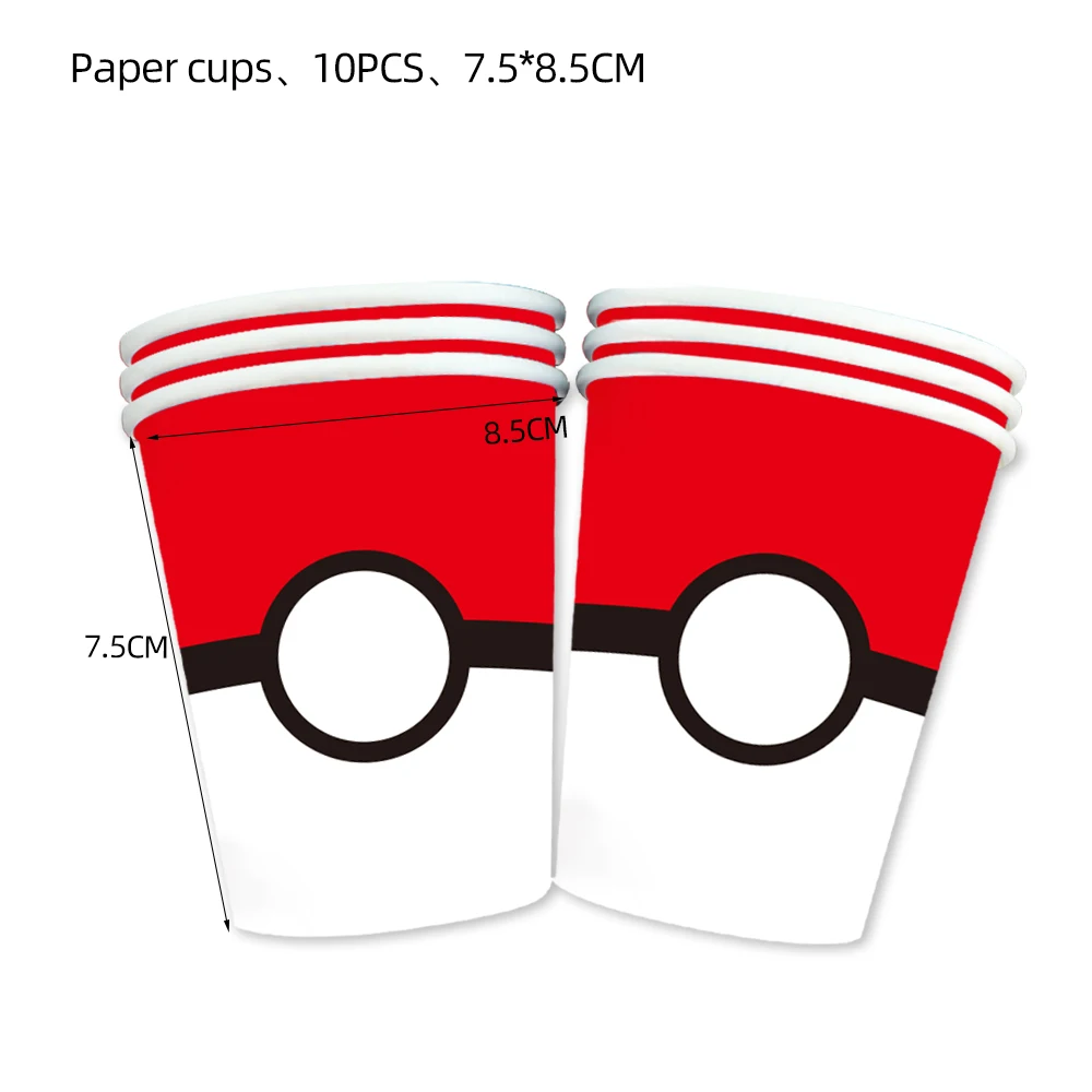 Pokemon Fairy Ball Birthday Party Pikachu Disposable Tableware Suit Balloons Decor Plate napkin Poké for Kids Boy Party Supplies