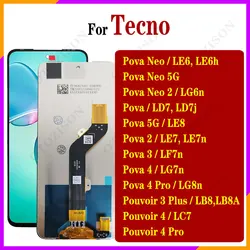 LCD Display Screen For Tecno Pova 2 3 4 Pro NEO 2 5G Pouvoir 3 Plus Touch Digitizer Sensor Assembly LB8 LC7 LE7 LG6n Replacement