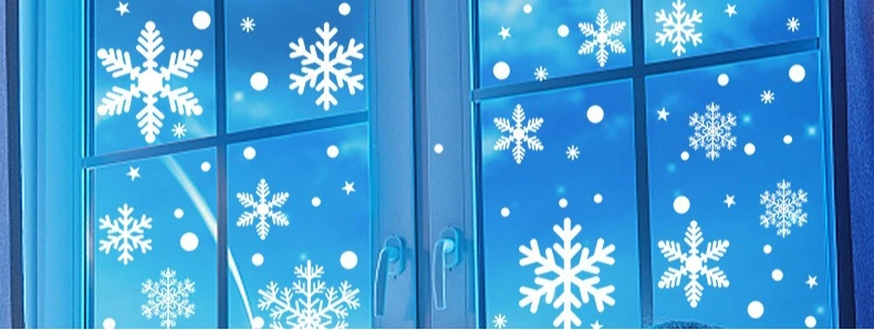 114 Teile/satz Weihnachten Schneeflocke Aufkleber Dekoration Set, Weiße Weihnachten Thema Aufkleber, Winter Schneeflocke Party Aufkleber – Detail 1