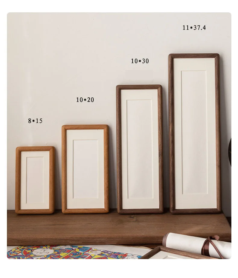 Rectangular Solid Wood Photo Frame High-Quality Black Walnut/Teak Mortise and Tenon Picture Frame Display Stand Desktop Decor