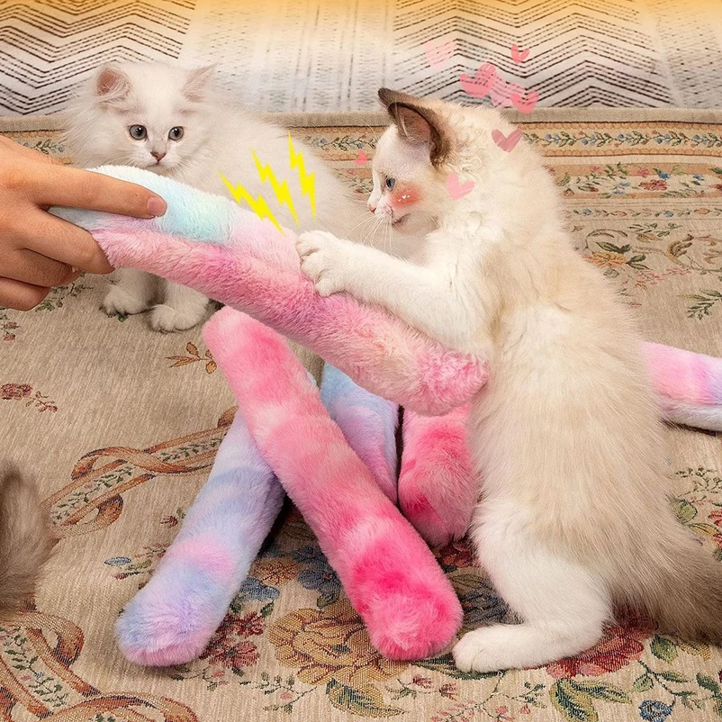 Kurzes Plüschkissen für Katzen zur Langeweile-Bekämpfung, mit Katzenminze-Beutel, Kau- und Selbstunterhaltungsspielzeug, Katzenminze-Spielzeug