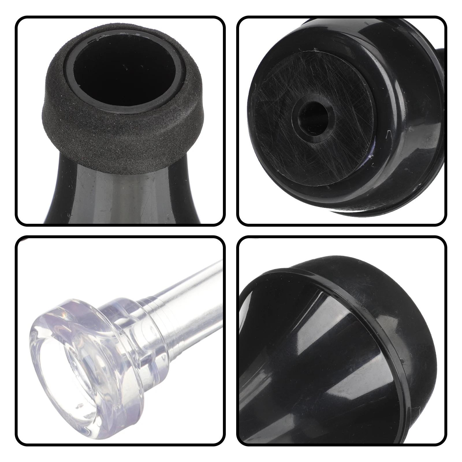 

Mini Voice Set Trumpet Mouthpiece Replacement Metal Straight Mute Black Practice Plastic