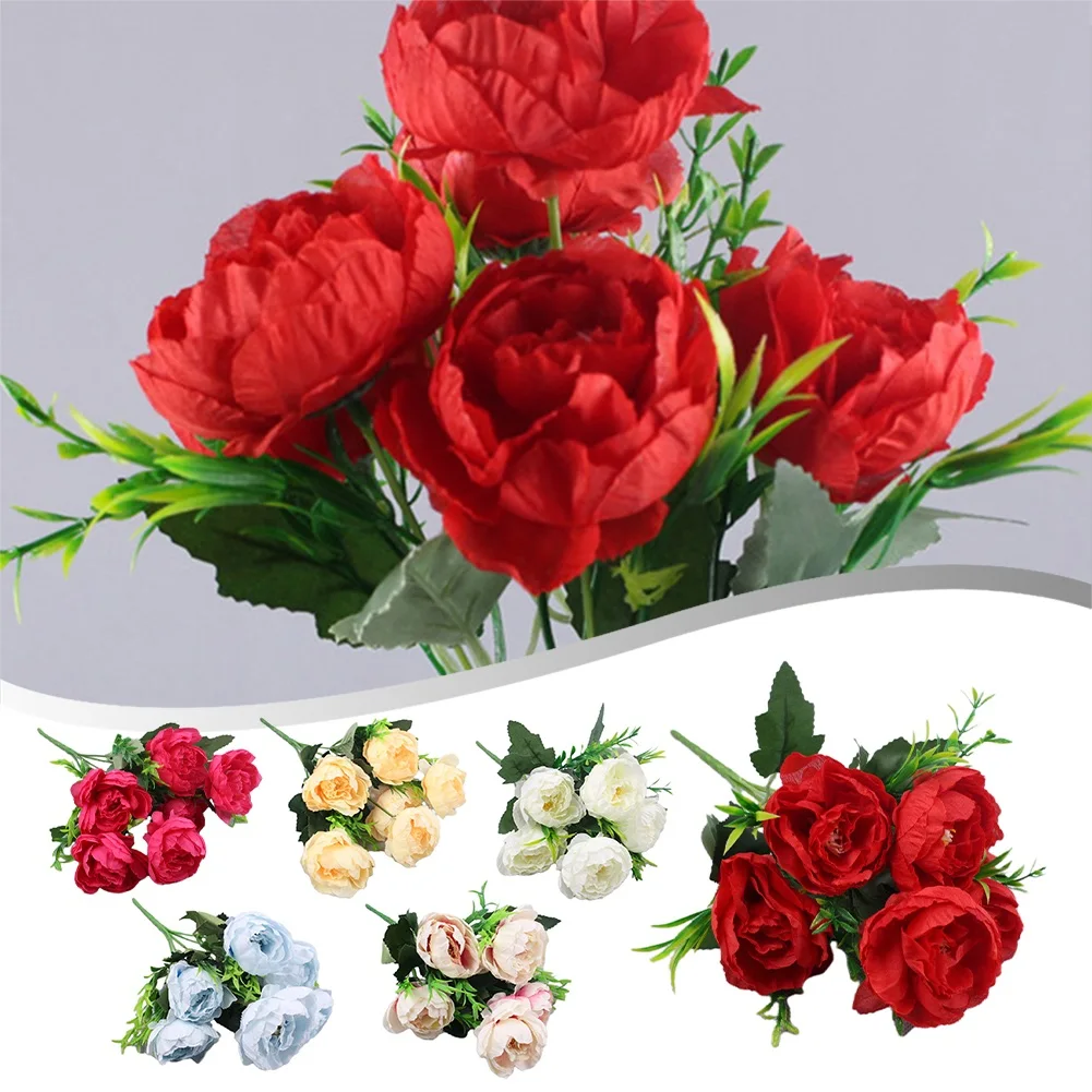 

6 Peonies Simulated Flowers Bouquet Artificial Pink Red Flower Home Decoration Personalized Home Decoration Household DIY