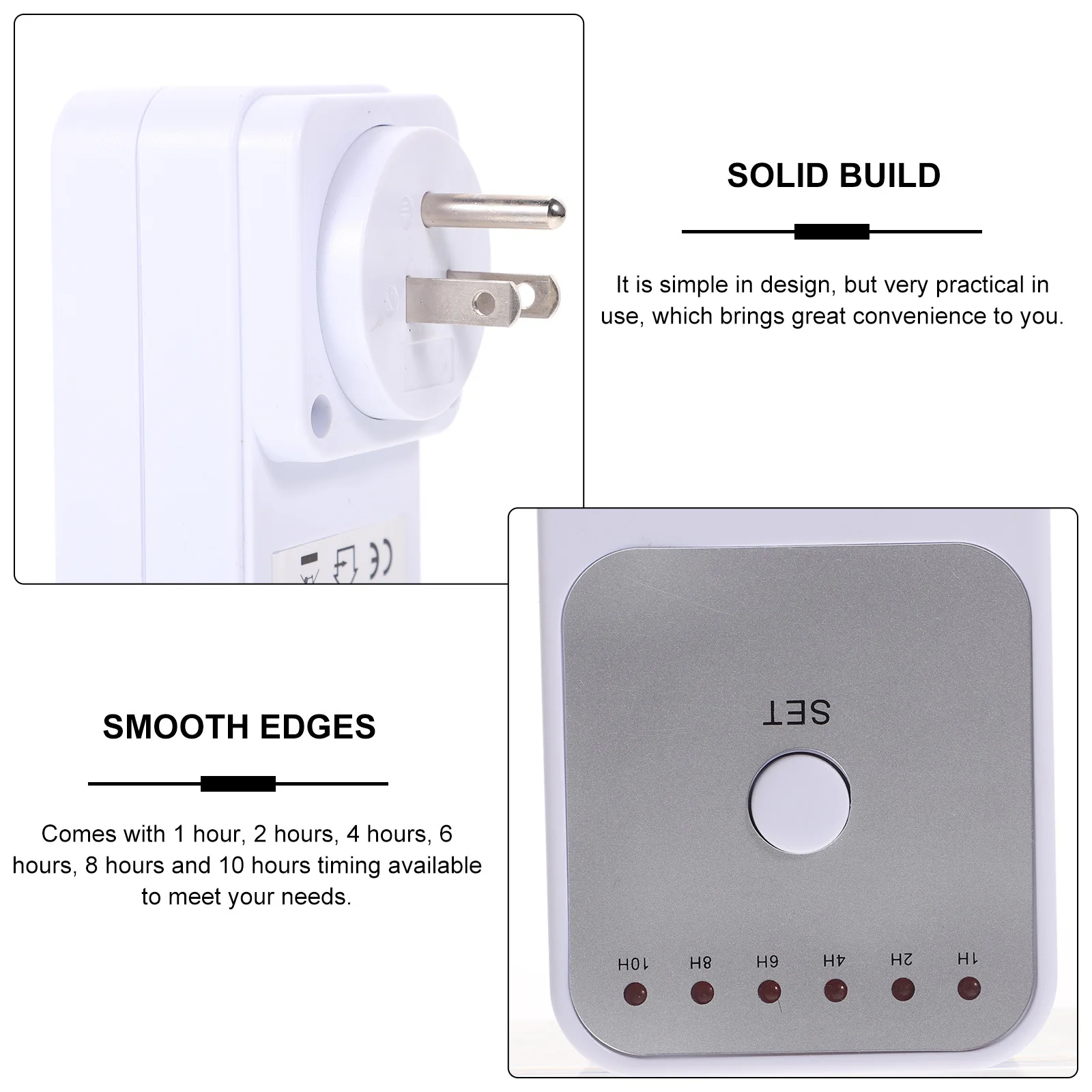 

2pcs Timer Outlet Adjustable Electric Plug 1-10H Auto Off For Charging Protection Plug In Timers For Electrical Outlets