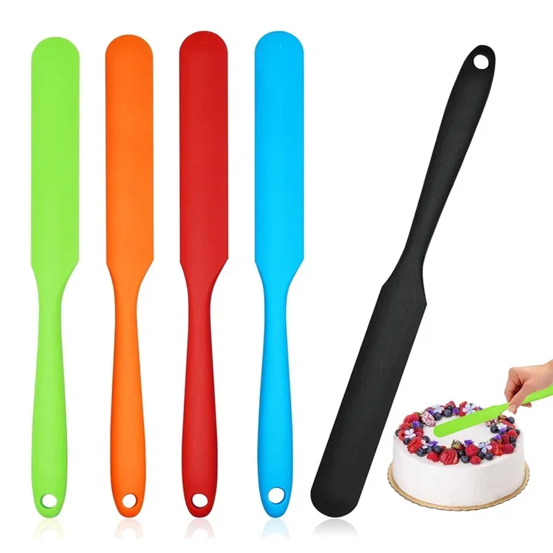 Silicone Cake Cream Scraper Spatulas Heat Resistant Peanut Butter Spatulas Mixing Batter Scraper Nonstick Bread Rubber Knife