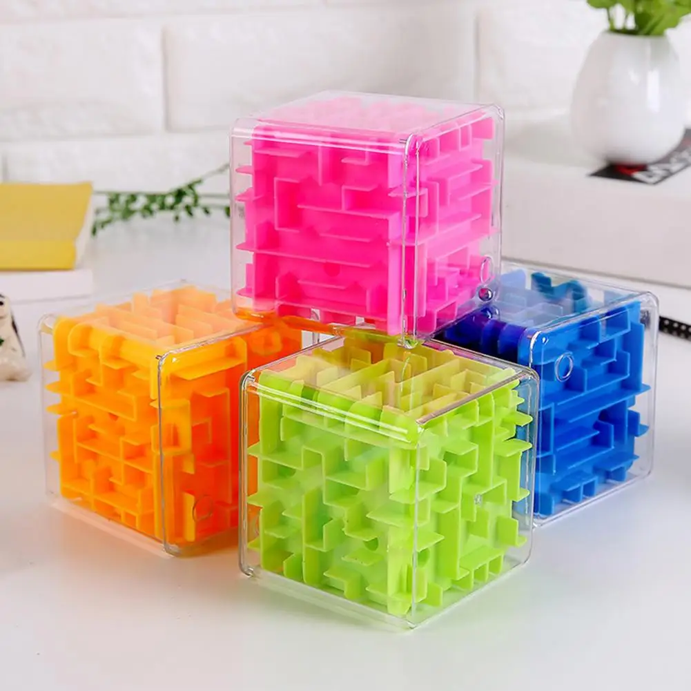 

Small Maze Cube Educational Fidget Maze Cube Toy for Anxiety Relief Brain Teaser Game Handheld Bead Rolling Puzzle for Toddlers