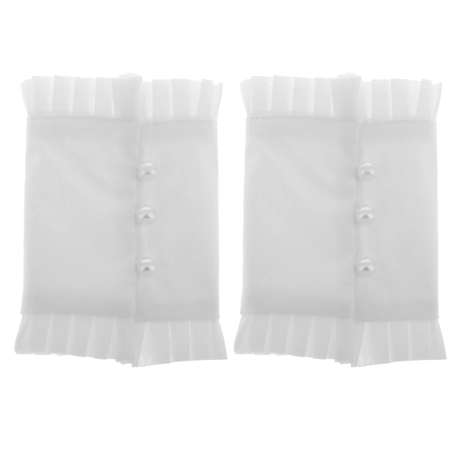 

1Pair Pearl Button Lolita Faux Sleeves Ruffled Vintage Fake Hand Sleeves for Women Comfortable Cotton Decorative Sleeve Covers