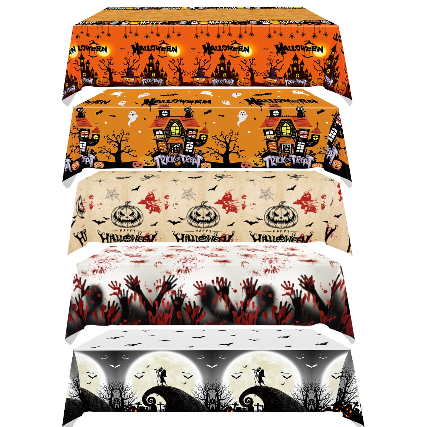 

Halloween Theme Tablecloths Pumpkin Ghost Party Decorations Rectangular Plastic Table Kids Favors Table Decor Party Supplies