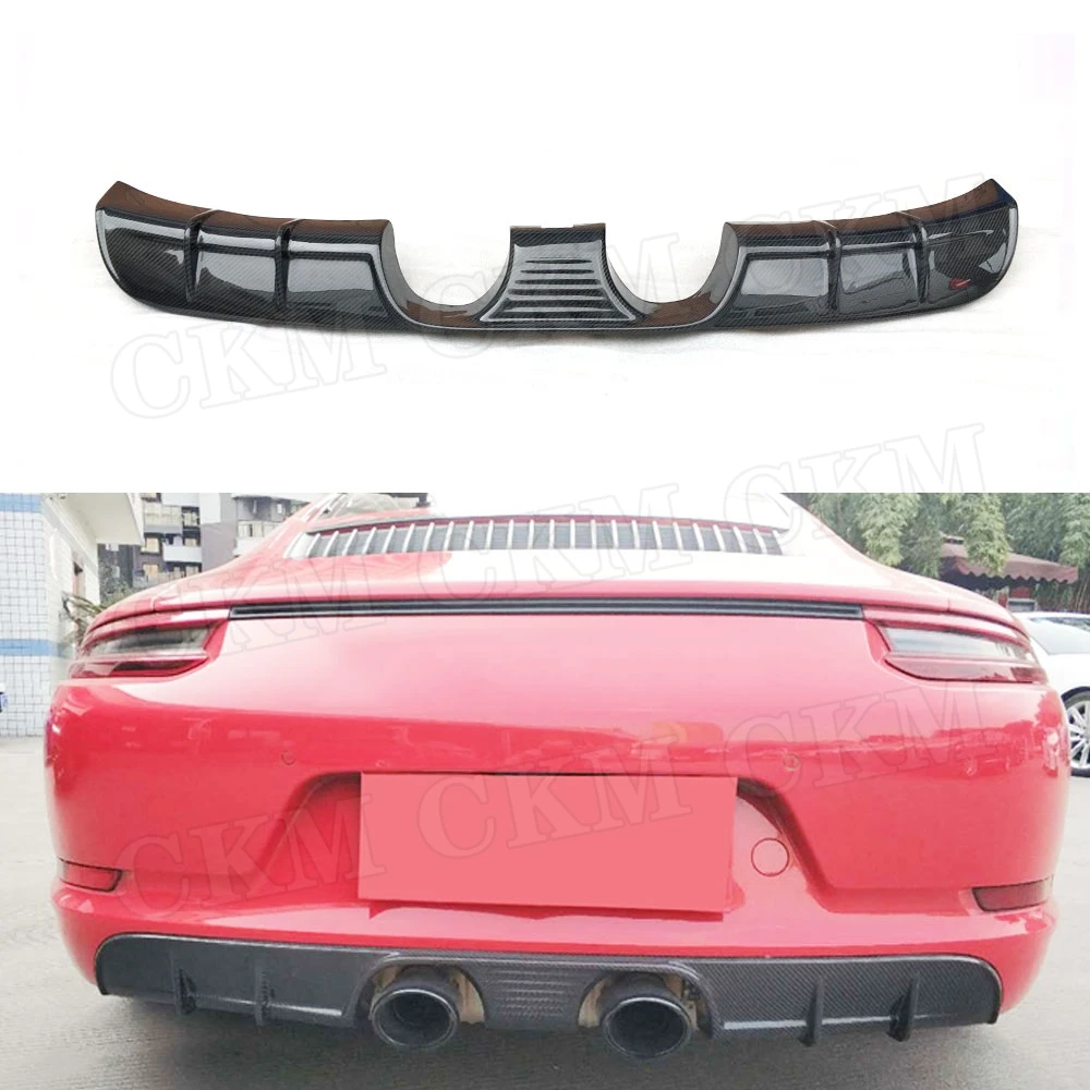 Carbon Fiber/FRP Rear Lip Diffuser Spoiler fit for Porsche Carrera 911 991.2 2015-2018 Middle Outlet Bumper Guard Plate