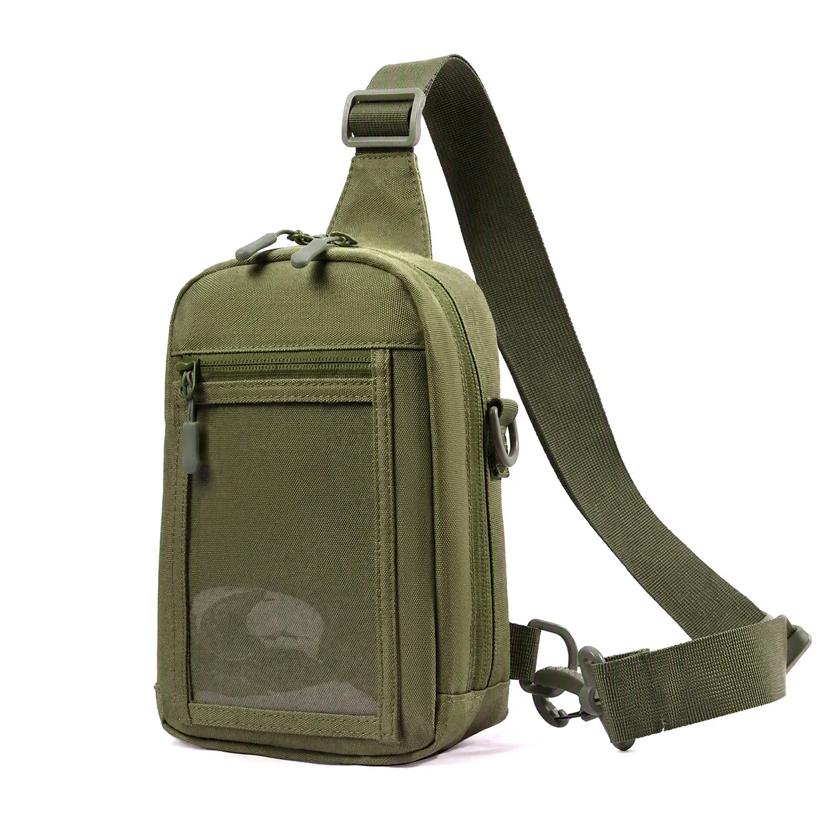 Men Lightweight Small Fitness Sling Chest Bag Transparent Front Window Wear Resistant Adjustable Strap Casual Crossbody Bag