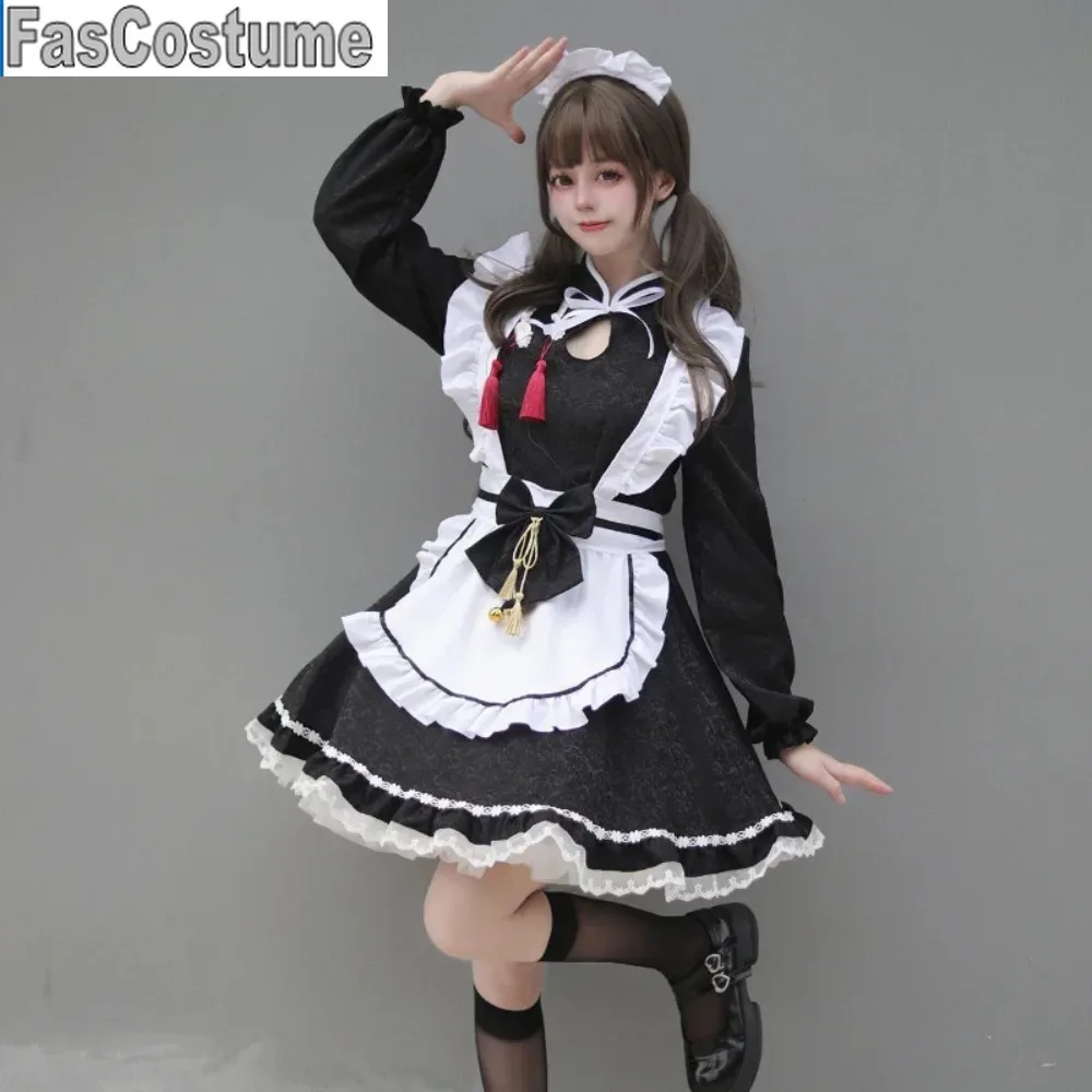 

FasCostume New Chinese StyleJacquard Lolita Dress MaidClothing Plus Size Maid ClothingCOS Suit Lolita Dress forGirl Kawaii Dress